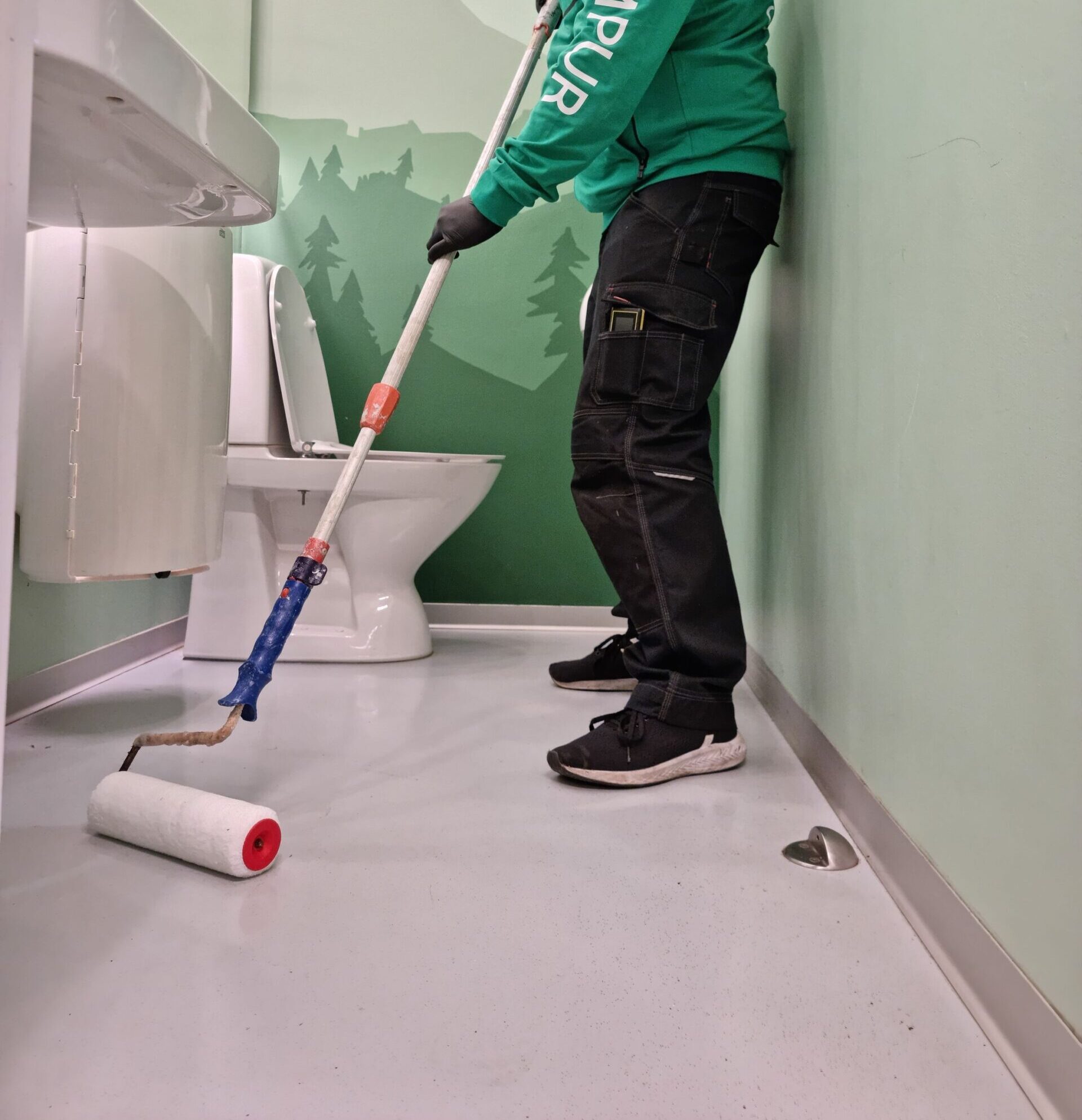 PU gulv på badeværelse