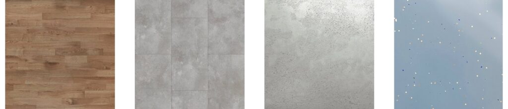 Gulvtyper; Trægulv, linoleum, microcement, pur.